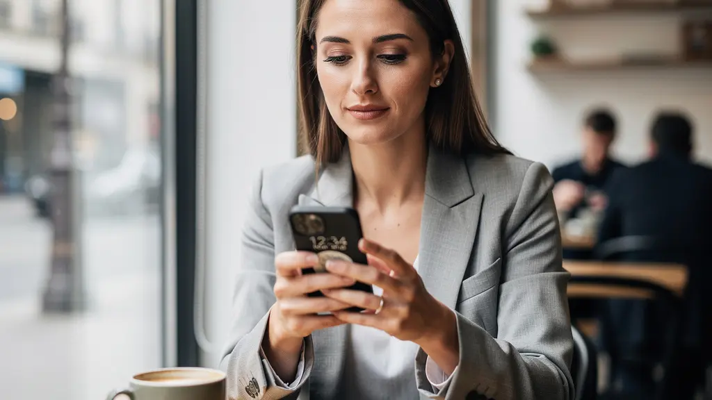 Personne consultant une simulation de crédit immobilier sur smartphone dans un café